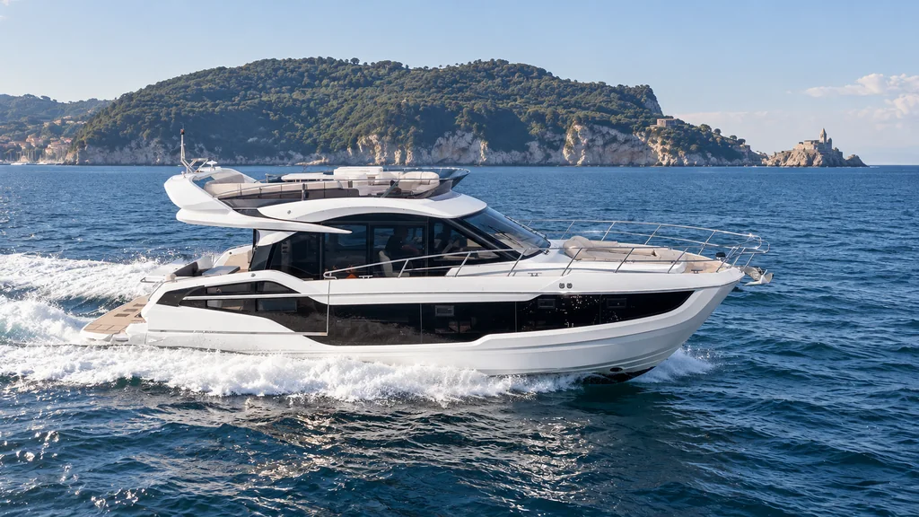 Galeon 440 FLY exterior near La Spezia